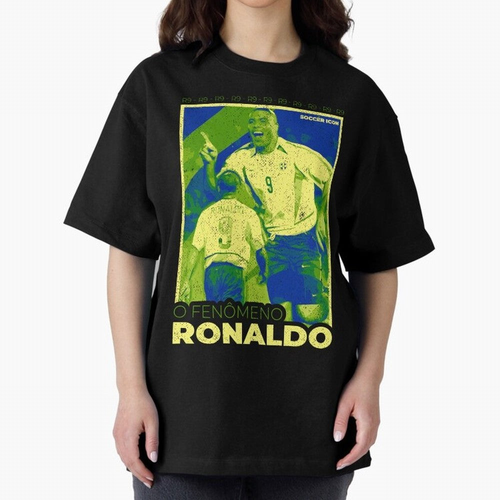 Ronaldo - Street Art - Soccer Icons Oversized T-Shirt Follow Every Goal of FIFA World Cup 2026 USA Canada Mexico Built around Haaland, Brazil Energy, Match Day Excitement, Supporter Culture, Golden Goals and Global Football Passion; Ideal for