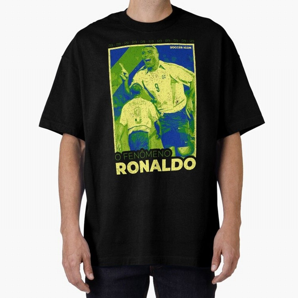 Ronaldo - Street Art - Soccer Icons Oversized T-Shirt Follow Every Goal of FIFA World Cup 2026 USA Canada Mexico Built around Haaland, Brazil Energy, Match Day Excitement, Supporter Culture, Golden Goals and Global Football Passion; Ideal for