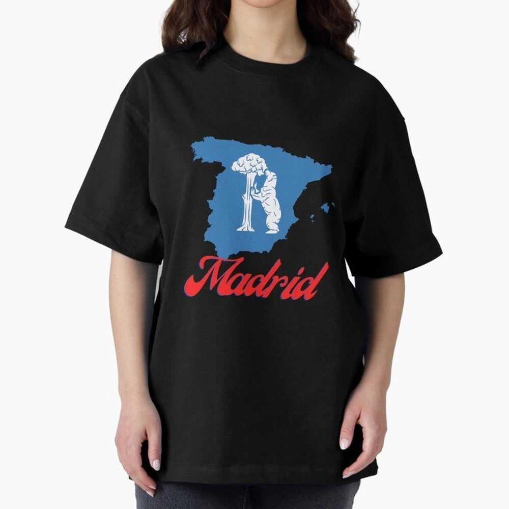 Madrid Bear Strawberry Tree Oversized T-Shirt Carry National Pride through FIFA World Cup 2026 Spirit, Inspired by England, Messi, Sports Nostalgia, International Competition, Famous Players and Unforgettable Victories; Perfect for Fans,