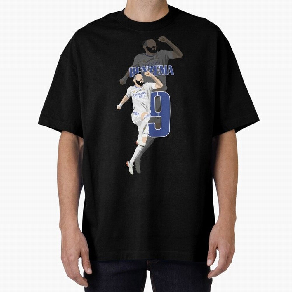 Karim Benzema 9 Oversized T-Shirt Back Your Heroes with FIFA World Cup 2026 Group Stage Celebrating Messi, Neymar and Mbappe, England Energy, Football Passion, Legendary Performances, Festival Vibes and Supporter Community; Ideal for Passionate