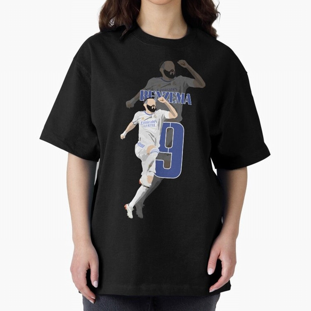 Karim Benzema 9 Oversized T-Shirt Back Your Heroes with FIFA World Cup 2026 Group Stage Celebrating Messi, Neymar and Mbappe, England Energy, Football Passion, Legendary Performances, Festival Vibes and Supporter Community; Ideal for Passionate