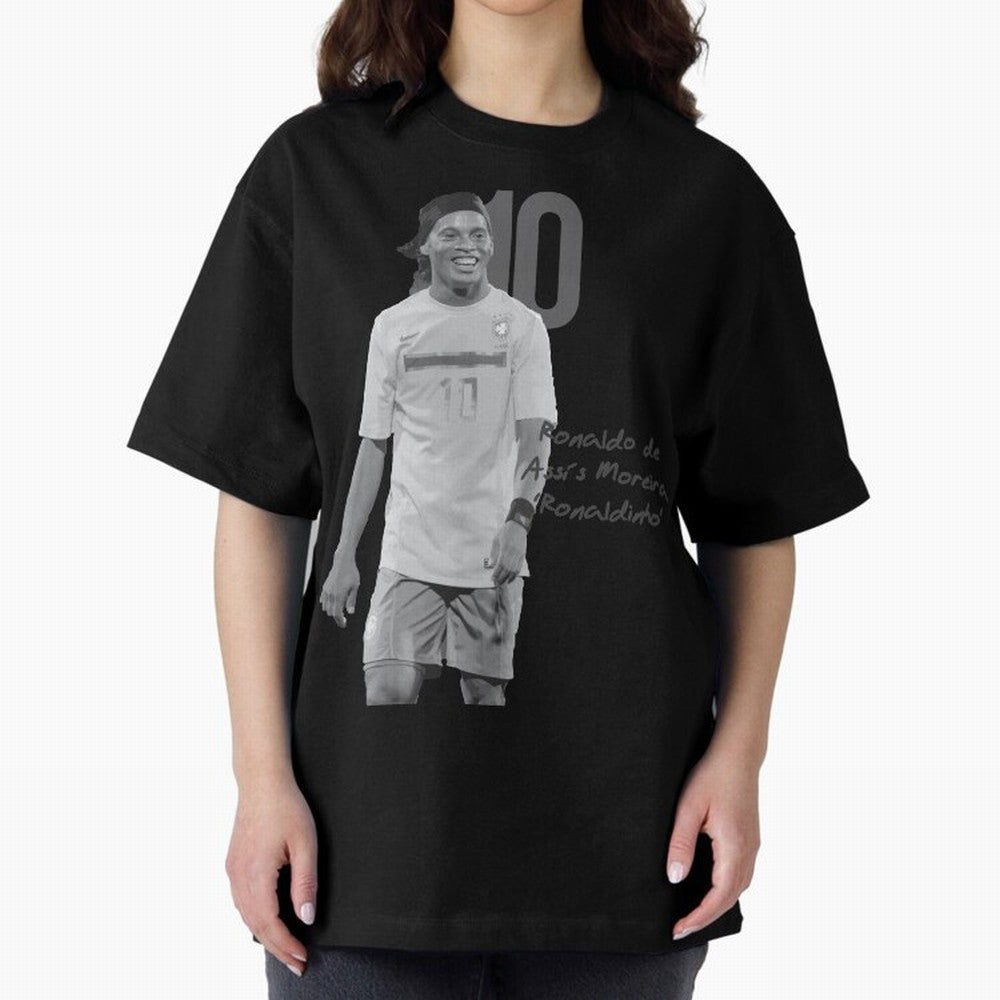 Ronaldo de Assis Moreira Ronaldinho Oversized T-Shirt Stand with FIFA World Cup 2026 USA Canada Mexico for Fans of Mbappe and Neymar and France, Bringing Fan Favorite Moments, National Team Passion, Big Match Drama and Soccer History; Perfect for