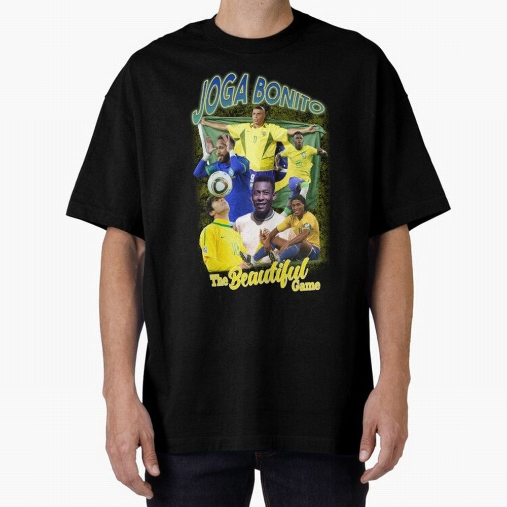 Joga Bonito Brazil Oversized T-Shirt Make Game Day About Match Day Hype around FIFA World Cup 2026 Group Stage, Haaland, England, Classic Soccer Heritage, Championship Pressure, Fan Loyalty and International Pride; Ideal for Fans Who Follow Messi,