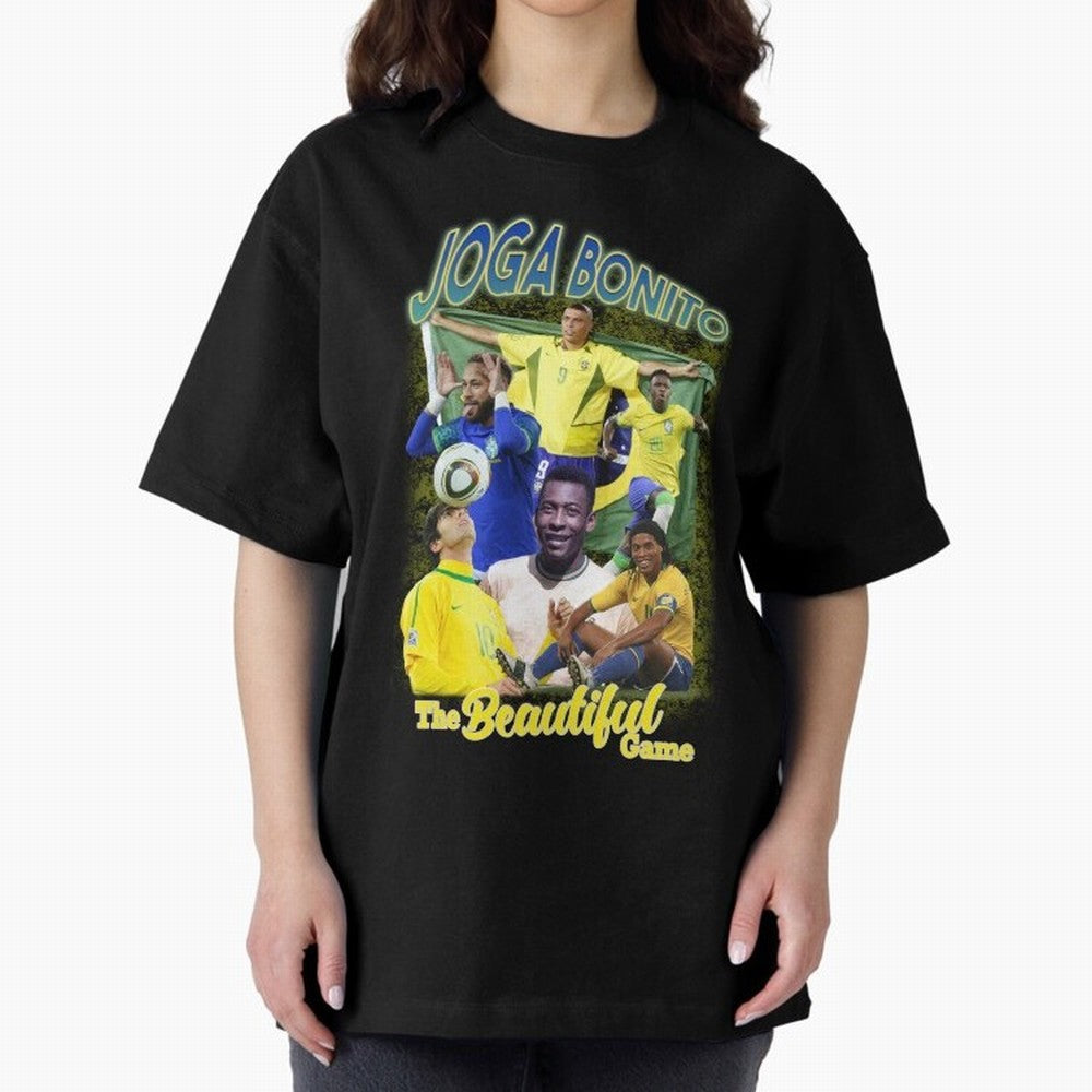 Joga Bonito Brazil Oversized T-Shirt Make Game Day About Match Day Hype around FIFA World Cup 2026 Group Stage, Haaland, England, Classic Soccer Heritage, Championship Pressure, Fan Loyalty and International Pride; Ideal for Fans Who Follow Messi,