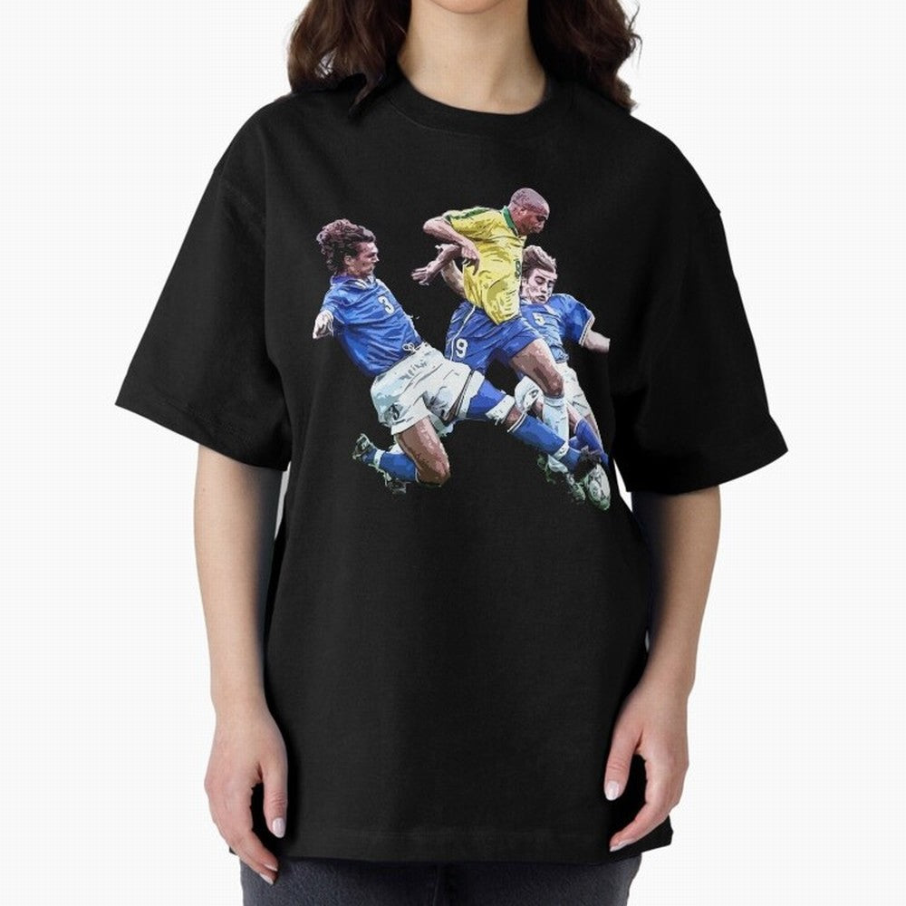 Ronaldo vs Maldini & Cannavaro Oversized T-Shirt Bring Supporter Culture to FIFA World Cup 2026 for Fans of Messi, CR7 and Mbappe and England, France and Netherlands, Bringing Vintage Soccer Flavor, Modern Football Stars, National Flags and Final