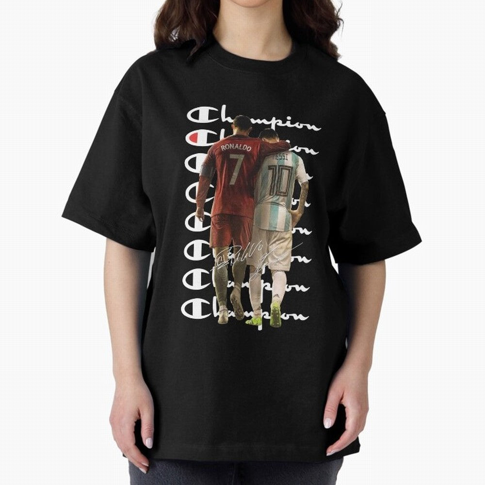 Ronaldos And Messis C-C-H-A-M-P-I-O-N-N Oversized T-Shirt Celebrate Unforgettable Nights in FIFA World Cup 2026 Spirit, Celebrating England, Haaland, Game Day Rituals, Football Legends, Country Pride and the Road to the Final; Great for Watch