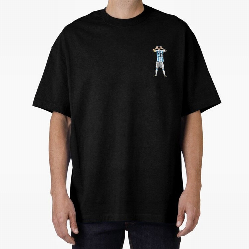 Lionel Messi Oversized T-Shirt Bring a Vintage Feel to FIFA World Cup 2026 for Fans of Messi and Cristiano Ronaldo and Spain, Bringing Fan Favorite Moments, National Team Passion, Big Match Drama and Soccer History; Ideal for Football Dads,