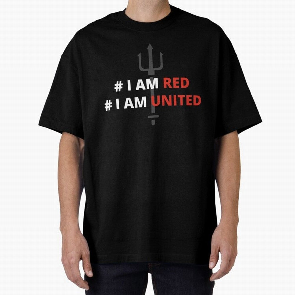 I am red, I am United Oversized T-Shirt Capture Global Football Passion for FIFA World Cup 2026 Group Stage, Inspired by Neymar, Haaland and Cristiano Ronaldo, England, France and Netherlands, Global Supporter Spirit, Legendary Goals, National