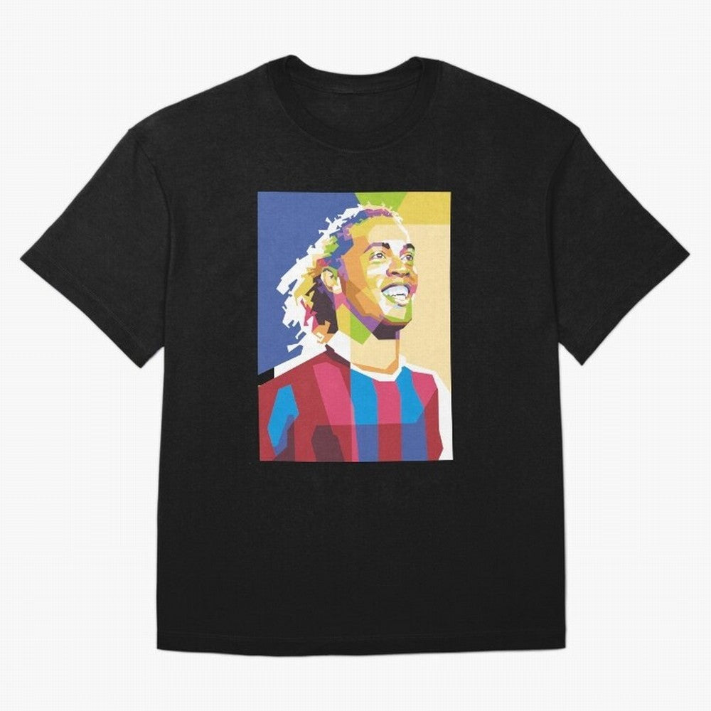 Ronaldinho in Pop Art Portrait Style Oversized T-Shirt Celebrate Football Heritage in FIFA World Cup 2026 Group Stage Made for Messi, CR7 and Mbappe, Brazil, Portugal and Argentina Energy, Champion Mindset, Group Stage Buzz, Knockout Tension and