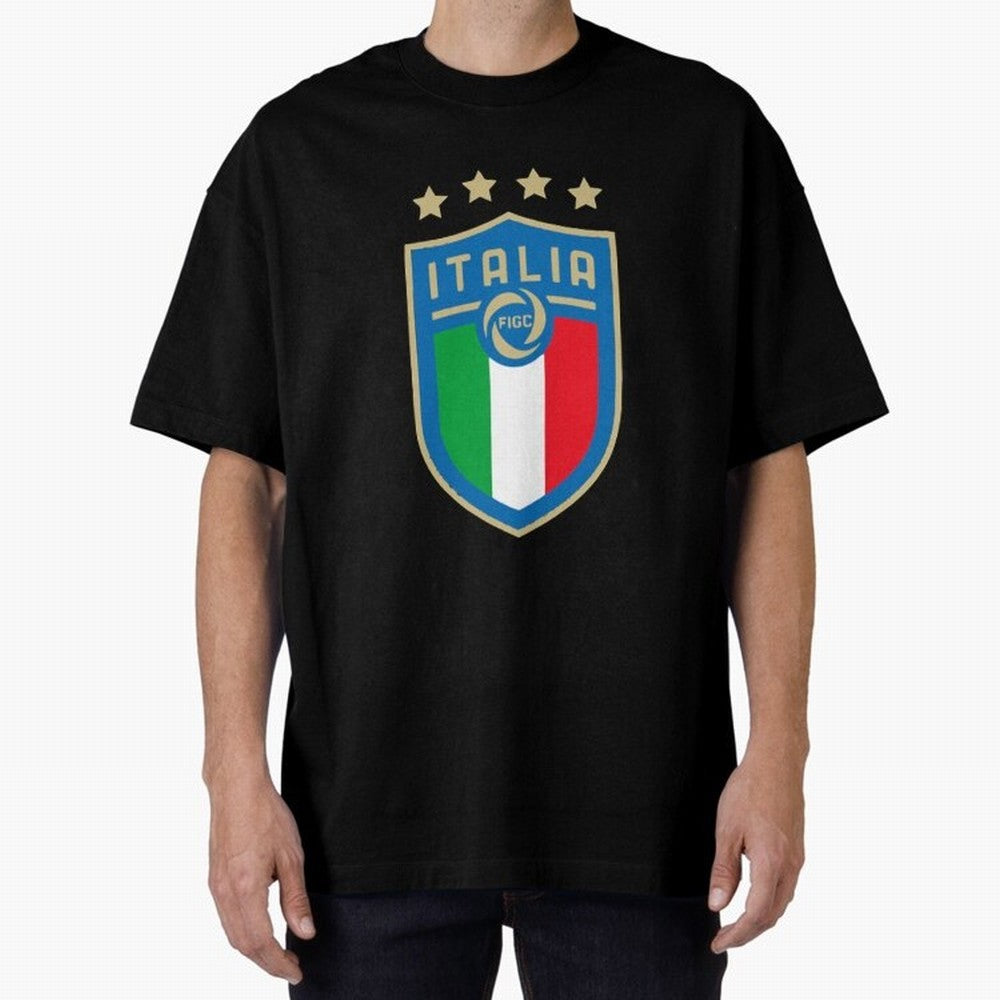 Italy Emblem Oversized T-Shirt Fuel FIFA World Cup 2026 USA Canada Mexico for Fans of Cristiano Ronaldo, Haaland and CR7 and Argentina, Bringing Football Festival Excitement, Trophy Ambitions, Country Rivalries and Star Player Buzz; Perfect for
