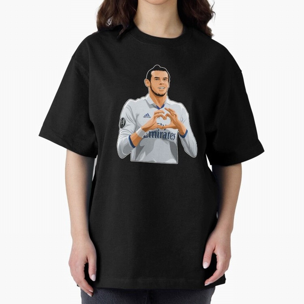 Gareth Bale Love Sign Celebration Oversized T-Shirt Elevate Global Football Passion for FIFA World Cup 2026 Group Stage, Featuring Messi, CR7 and Mbappe, England, Match Day Excitement, Supporter Culture, Golden Goals and Global Football Passion;