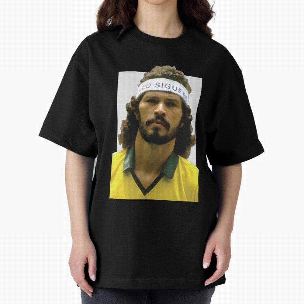 Scrates Football legend Oversized T-Shirt Celebrate Soccer Greatness during FIFA World Cup 2026 USA Canada Mexico for Fans of Mbappe and England, France and Netherlands, Bringing Goal Celebration Energy, Supporter Heritage, Football Icons and