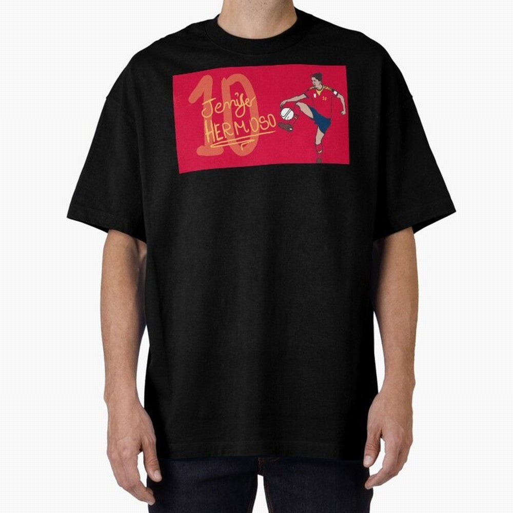 Jennifer Hermoso Oversized T-Shirt Capture Stadium Memories from FIFA World Cup 2026 Inspired by CR7 and Messi, Argentina and Brazil Energy, Championship Spirit, Famous Goals, Roaring Crowds and International Football Unity; Perfect for People Who