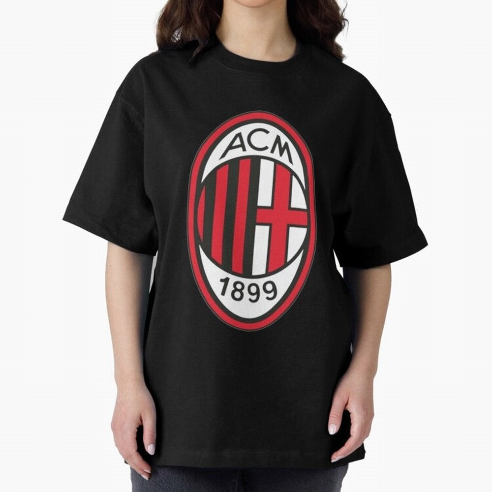 milan black n red Oversized T-Shirt Celebrate Fan Culture around the FIFA World Cup 2026 Journey through Cristiano Ronaldo Highlights, France and Portugal Pride, Championship Spirit, Famous Goals, Roaring Crowds and International Football Unity;