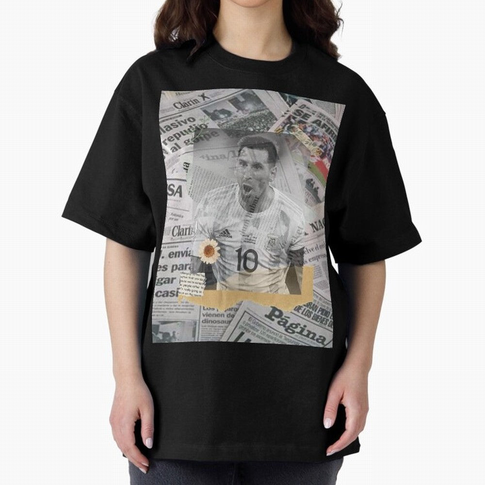 Lionel Messi The Greatest Oversized T-Shirt Honor Football Greatness during FIFA World Cup 2026 Group Stage for Fans of Messi, CR7 and Mbappe and Portugal, Bringing Vintage Soccer Flavor, Modern Football Stars, National Flags and Final Night