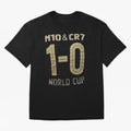 m10 and cr7 1-0 world cup football Classic T-Shirt Create the FIFA World Cup 2026 Group Stage Journey through CR7 and Messi Highlights, France Pride, Champion Mindset, Group Stage Buzz, Knockout Tension and Passionate Fan Culture; Perfect for Fans,