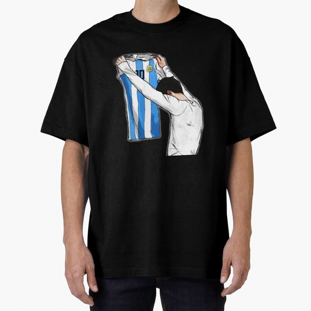 Art Messi Illustration Classic T-Shirt Experience Match Day Hype around FIFA World Cup 2026 USA Canada Mexico, CR7 and Messi, Brazil, Portugal and Argentina, Retro Football Energy, Iconic Rivalries, Trophy Chase Drama and Stadium Atmosphere;