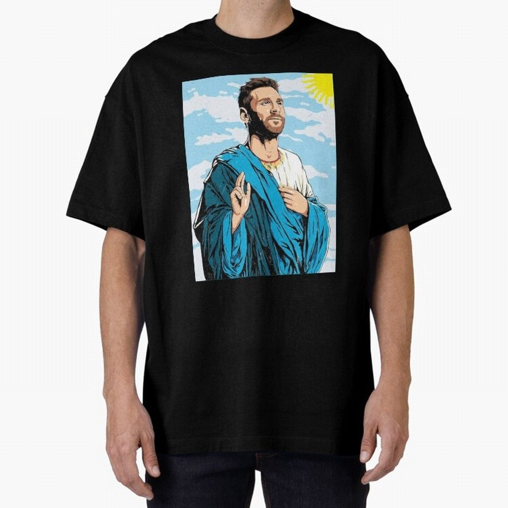 messi god Oversized T-Shirt Celebrate Supporters United by FIFA World Cup 2026 Spirit, Featuring Spain, Haaland, Sports Nostalgia, International Competition, Famous Players and Unforgettable Victories; Perfect for People Who Love Argentina, Brazil,