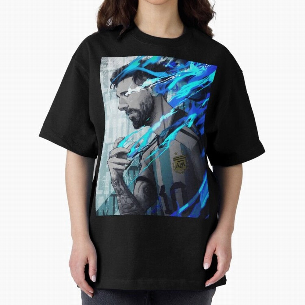 LIONEL MESSI NEW GOAL CELEBRATION ILLUSTRATION 2023 2024 Oversized T-Shirt Make the Season About the FIFA World Cup 2026 USA Canada Mexico Journey through Neymar Highlights, Spain Pride, Stadium Memories, Football Loyalty, International Chants and