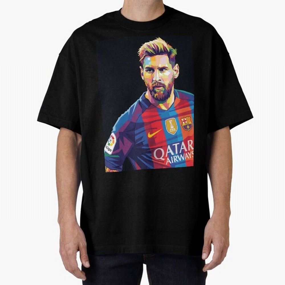Messi Wpap Oversized T-Shirt Bring a Vintage Feel to Global Football Passion for FIFA World Cup 2026, Celebrating Haaland and Mbappe, Brazil, Vintage Soccer Flavor, Modern Football Stars, National Flags and Final Night Emotion; Great for Watch