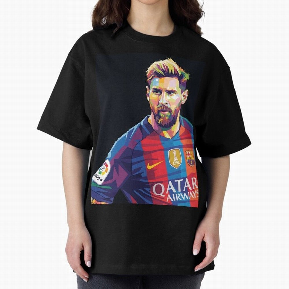 Messi Wpap Oversized T-Shirt Bring a Vintage Feel to Global Football Passion for FIFA World Cup 2026, Celebrating Haaland and Mbappe, Brazil, Vintage Soccer Flavor, Modern Football Stars, National Flags and Final Night Emotion; Great for Watch