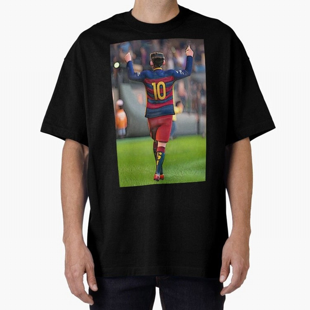 Lionel Messi (2) caricature Oversized T-Shirt Celebrate Fan Culture around FIFA World Cup 2026 USA Canada Mexico Spirit, Celebrating Argentina, France and Brazil, Messi, CR7 and Mbappe, Classic Soccer Heritage, Championship Pressure, Fan Loyalty