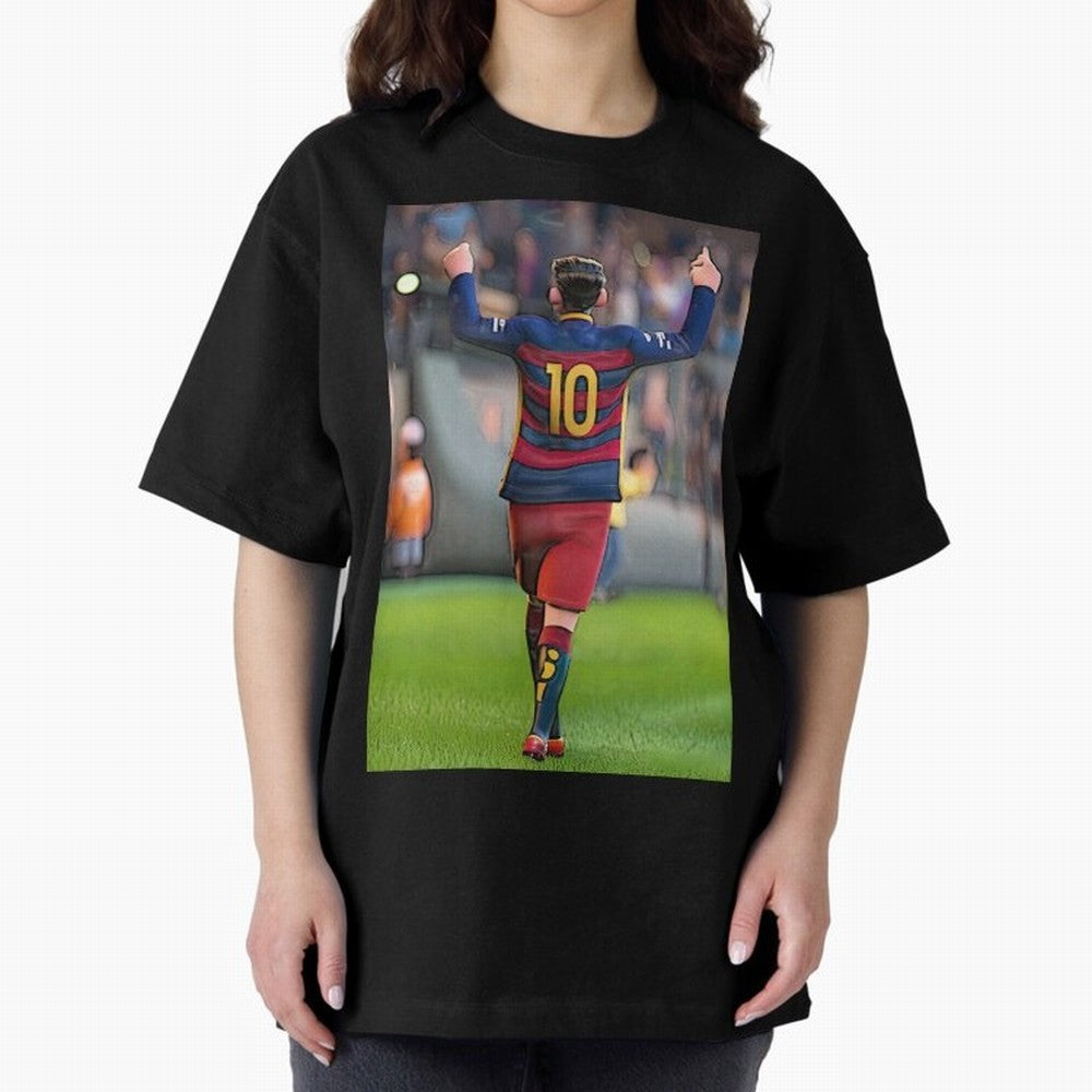Lionel Messi (2) caricature Oversized T-Shirt Celebrate Fan Culture around FIFA World Cup 2026 USA Canada Mexico Spirit, Celebrating Argentina, France and Brazil, Messi, CR7 and Mbappe, Classic Soccer Heritage, Championship Pressure, Fan Loyalty