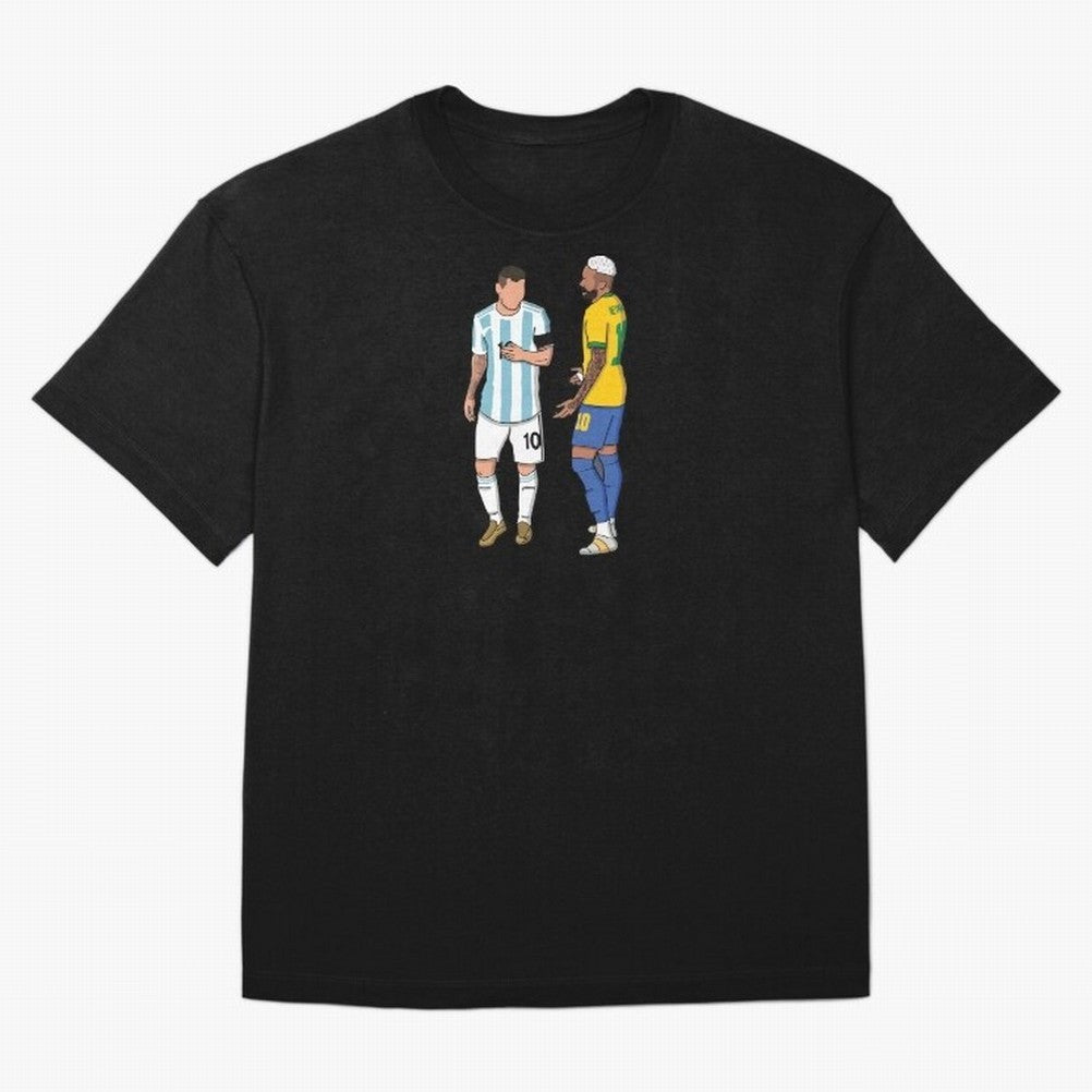 Messi and Neymar Chit Chat Illustration Oversized T-Shirt Feel the Roar of Match Day Hype around FIFA World Cup 2026, Messi, Neymar and Mbappe, England, France and Netherlands, Fan Favorite Moments, National Team Passion, Big Match Drama and Soccer