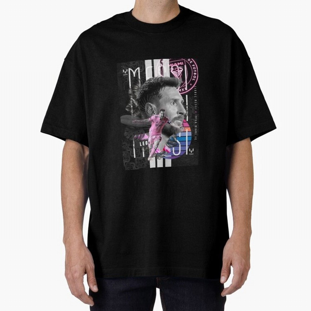 Inter Miami FC Messi Oversized T-Shirt Share the Excitement of FIFA World Cup 2026 Spirit, Highlighting Portugal, Spain and Germany, Mbappe, Match Day Excitement, Supporter Culture, Golden Goals and Global Football Passion; Perfect for People Who