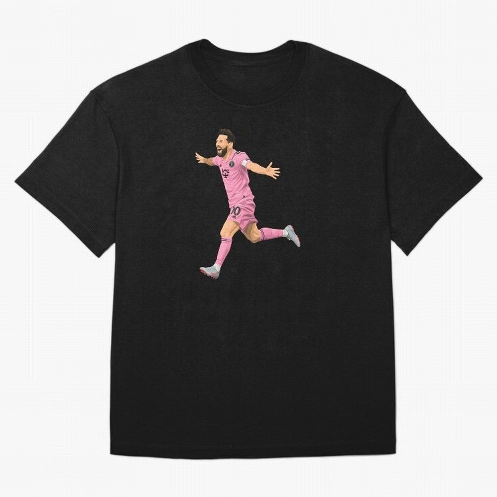 Lionel Messi celebration Oversized T-Shirt Bring Trophy Dreams to Global Football Passion for FIFA World Cup 2026 USA Canada Mexico, Filled with Mbappe and Neymar, Portugal, Stadium Memories, Football Loyalty, International Chants and Championship