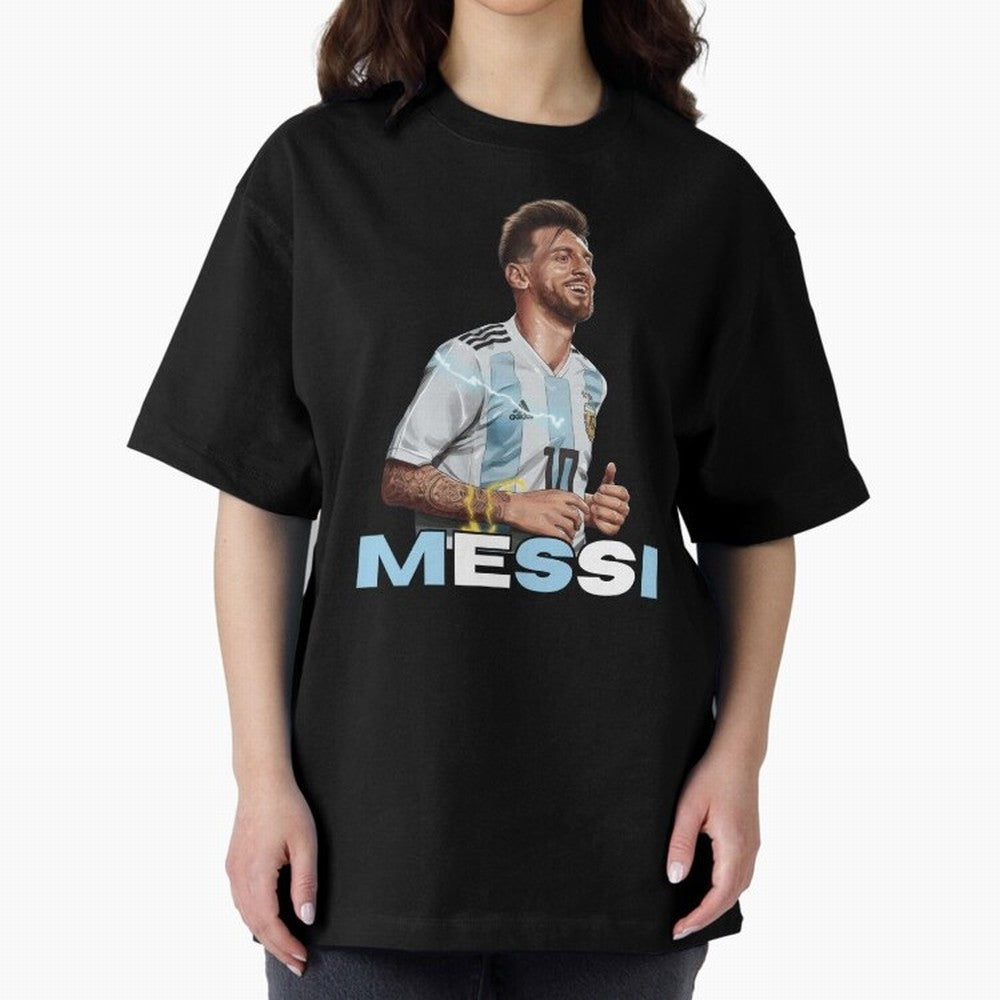 Lionel Messi Oversized T-Shirt Enjoy Global Football Passion for FIFA World Cup 2026 USA Canada Mexico, Highlighting Cristiano Ronaldo, Netherlands, Stadium Chants, National Pride, Trophy Dreams and Unforgettable Football Memories; Perfect for