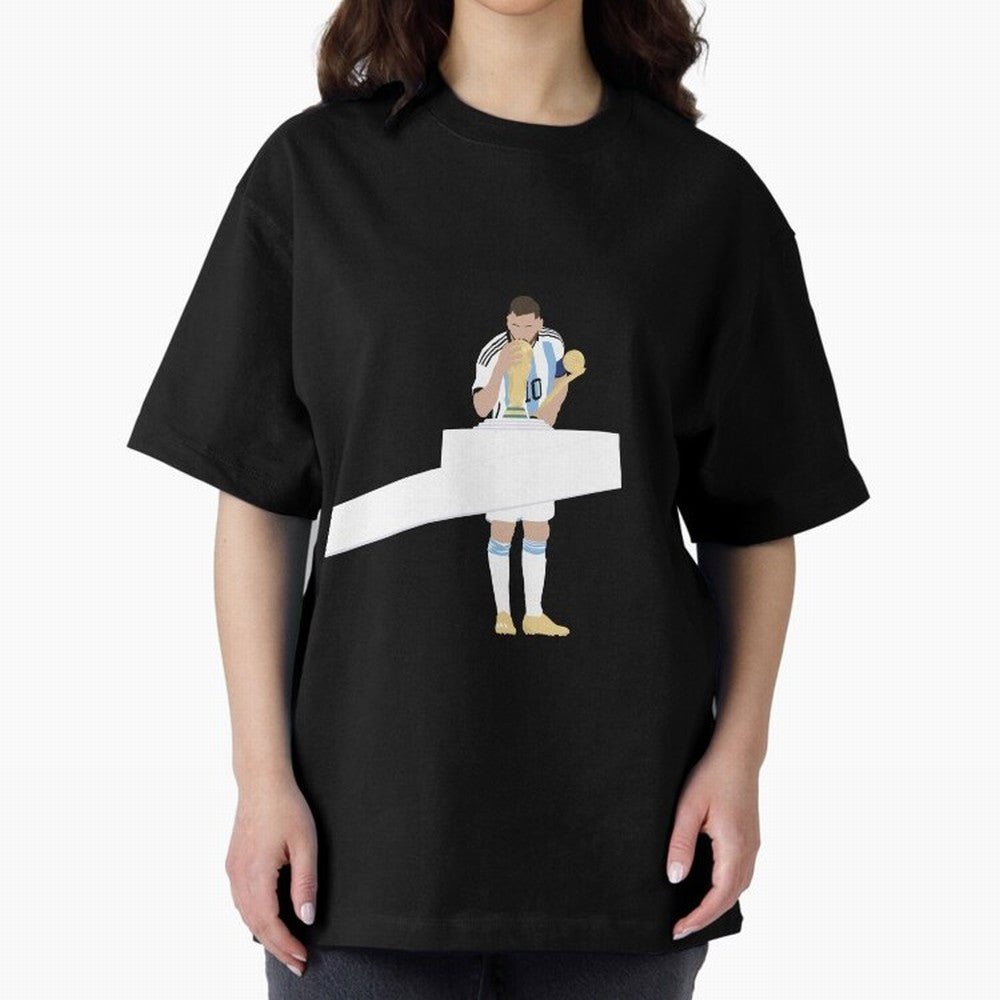 Messi minimalist design Oversized T-Shirt Carry the Dream of FIFA World Cup 2026 USA Canada Mexico Celebrating Mbappe, Portugal, Spain and Germany Energy, Match Day Excitement, Supporter Culture, Golden Goals and Global Football Passion; Ideal for