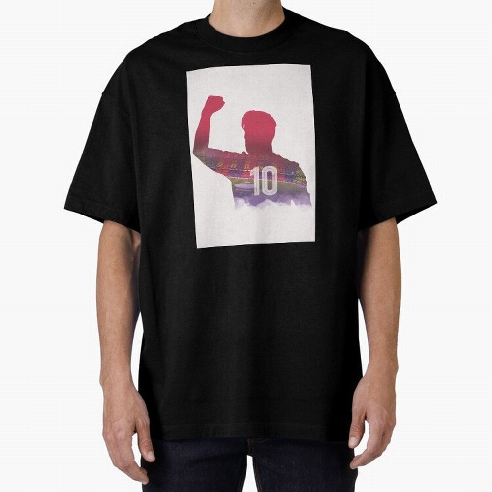 Lionel Messi Artwork Oversized T-Shirt Remember Iconic Moments from FIFA World Cup 2026 USA Canada Mexico Spirit, Inspired by Brazil, Messi and Cristiano Ronaldo, Tournament Hype, Historic Matchups, Family Viewing Parties and Global Sports Pride;