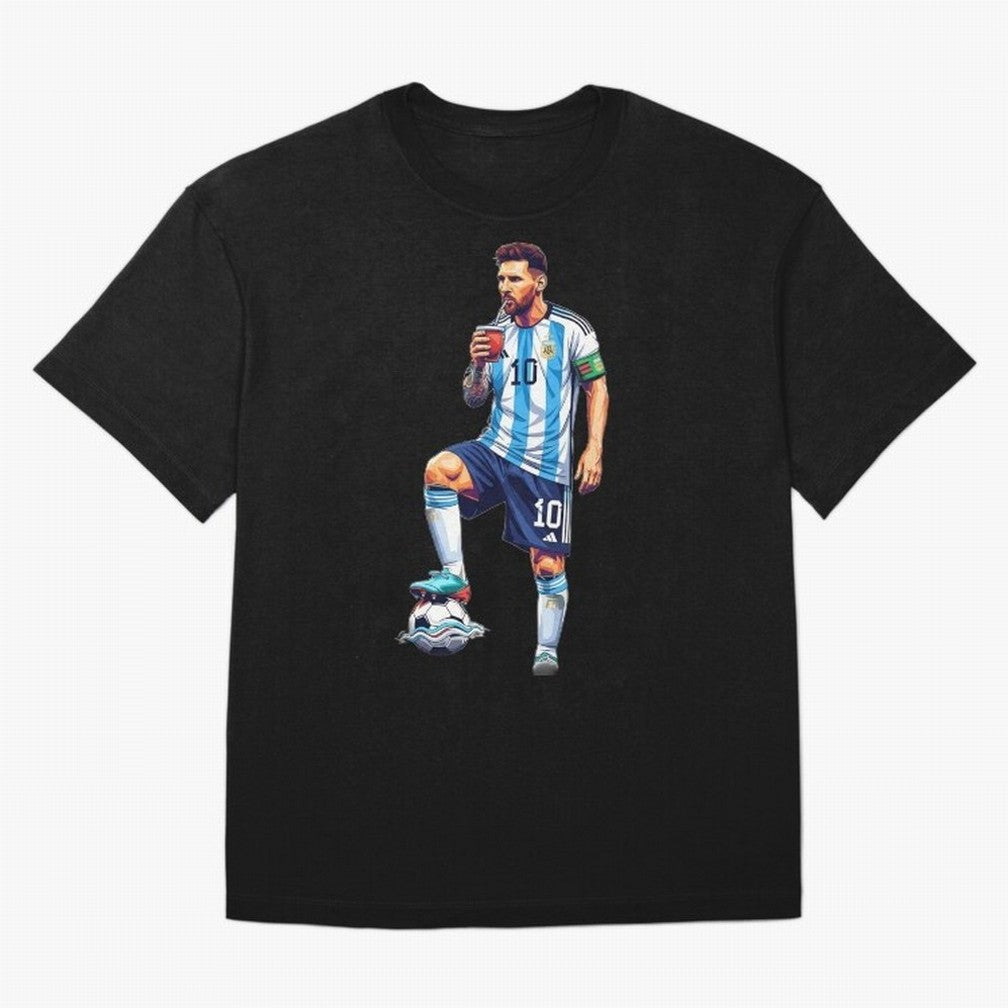 Messi in an illustrated style drinking mate ¨C The Goat Phone Case design Classic T-Shirt Turn Every Weekend Toward Match Day Hype around FIFA World Cup 2026, CR7, England and Germany, Championship Spirit, Famous Goals, Roaring Crowds and