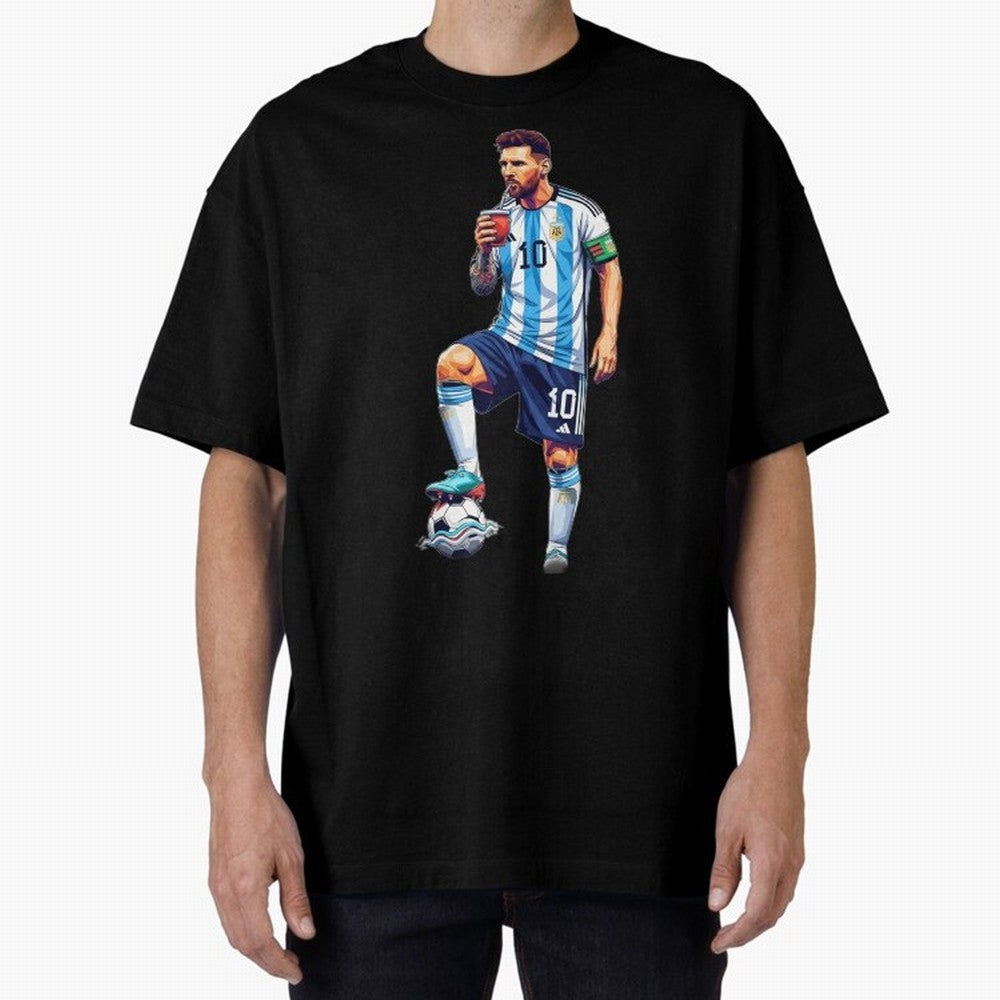Messi in an illustrated style drinking mate ¨C The Goat Phone Case design Classic T-Shirt Turn Every Weekend Toward Match Day Hype around FIFA World Cup 2026, CR7, England and Germany, Championship Spirit, Famous Goals, Roaring Crowds and