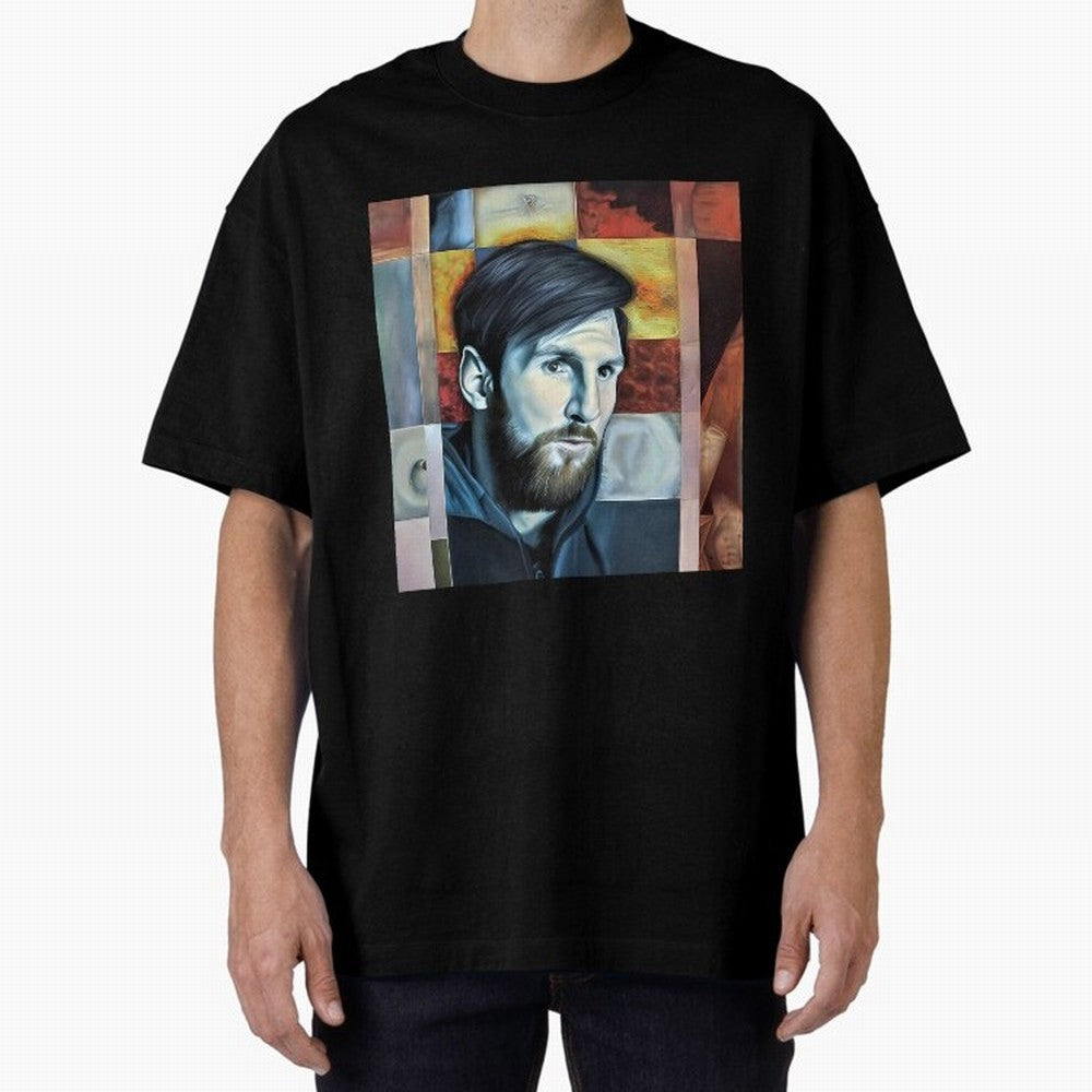 Messi on digital board Oversized T-Shirt Turn Every Weekend Toward FIFA World Cup 2026 USA Canada Mexico Centered on Haaland and Mbappe, Germany Energy, Football Festival Excitement, Trophy Ambitions, Country Rivalries and Star Player Buzz; Ideal