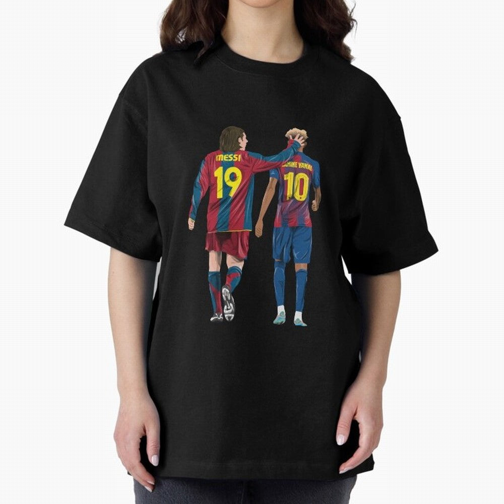 Lionel Messi and Friend Oversized T-Shirt Show Up for the Glory of Match Day Hype around FIFA World Cup 2026 Group Stage, Neymar, Portugal, Spain and Germany, Goal Celebration Energy, Supporter Heritage, Football Icons and Worldwide Tournament Joy;