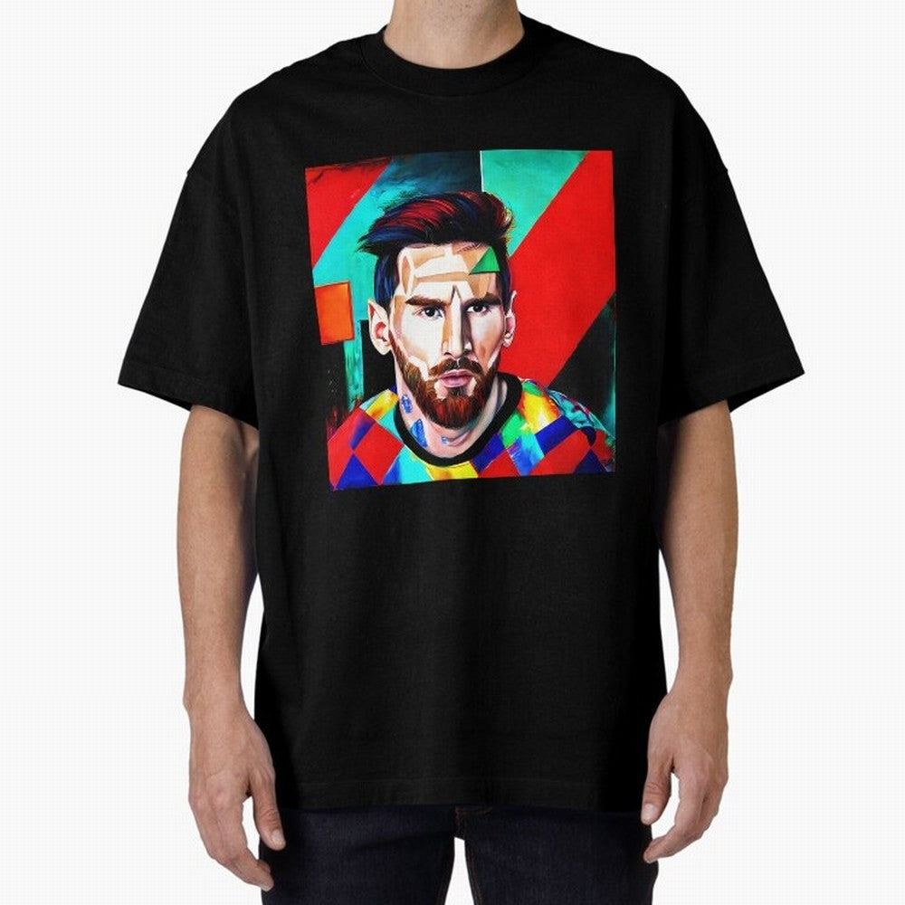 colorful Messi Oversized T-Shirt Honor Football Greatness during FIFA World Cup 2026 Spirit, Driven by Spain, Mbappe and Neymar, Sports Nostalgia, International Competition, Famous Players and Unforgettable Victories; Great for Watch Parties,