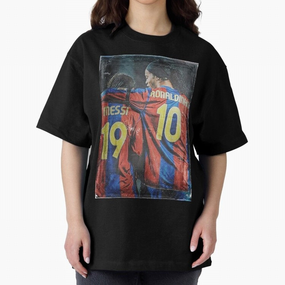 Messi and Ronaldinho Oversized T-Shirt Bring Match Day Fire to the FIFA World Cup 2026 Journey through Messi Highlights, Spain Pride, Stadium Memories, Football Loyalty, International Chants and Championship Tradition; Great for Watch Parties,