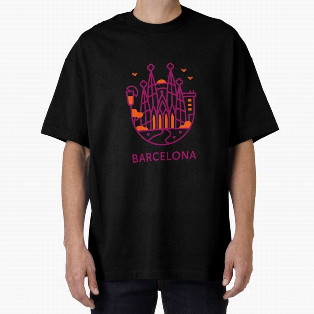 Luggage Barcelona Oversized T-Shirt Spotlight Match Day Hype around FIFA World Cup 2026, Messi, CR7 and Mbappe, England, Championship Spirit, Famous Goals, Roaring Crowds and International Football Unity; Created for Match Day Parties, Soccer