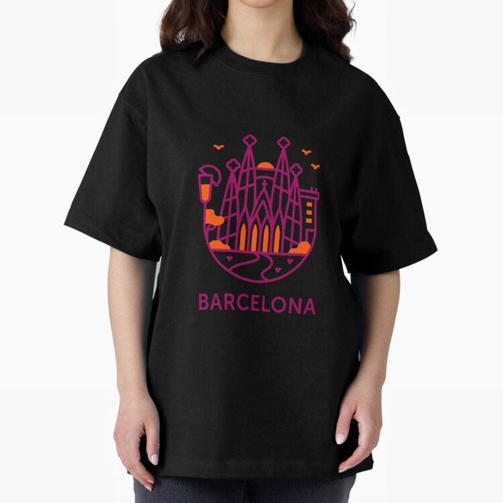Luggage Barcelona Oversized T-Shirt Spotlight Match Day Hype around FIFA World Cup 2026, Messi, CR7 and Mbappe, England, Championship Spirit, Famous Goals, Roaring Crowds and International Football Unity; Created for Match Day Parties, Soccer