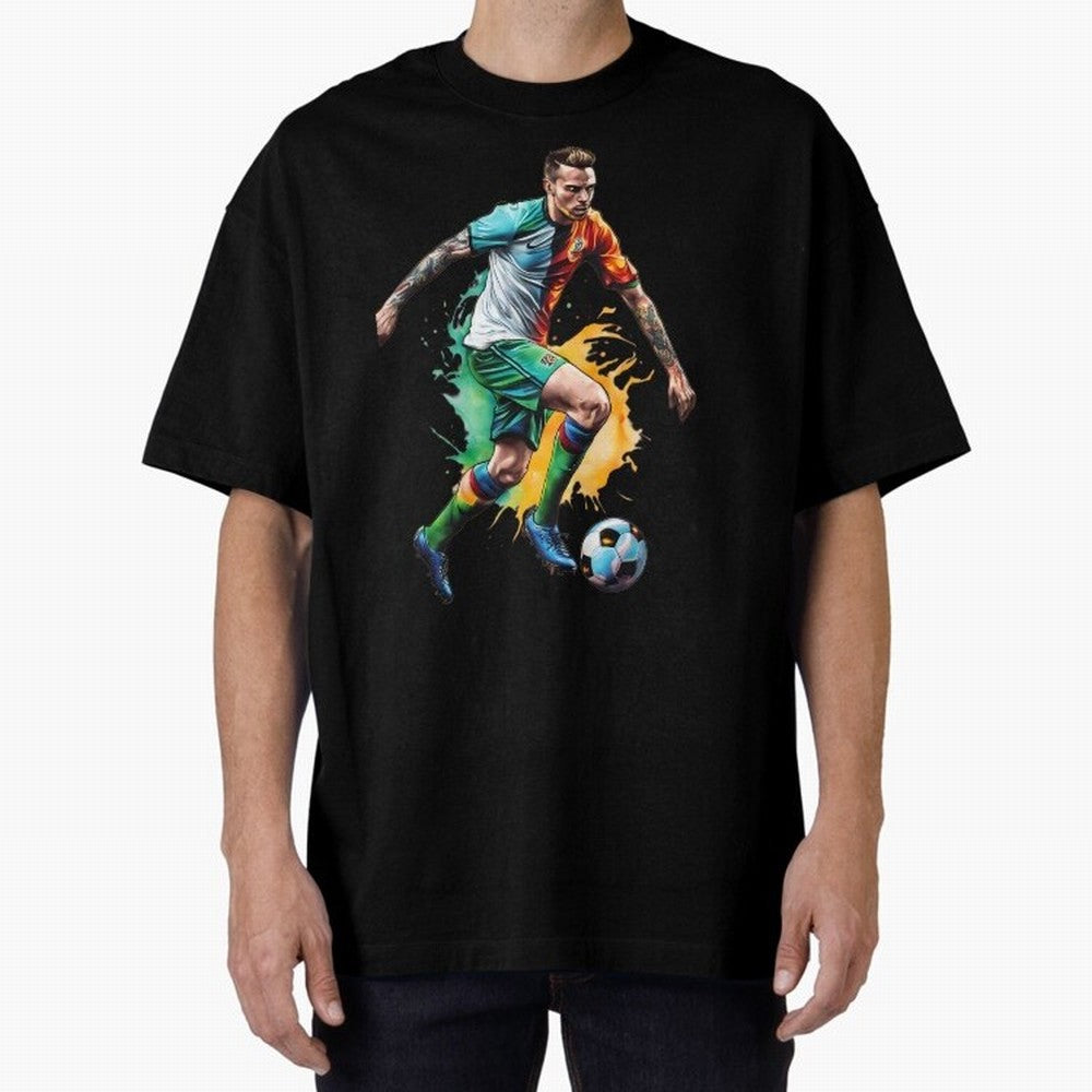 Football Soccer Art Classic T-Shirt Live the Energy of FIFA World Cup 2026 Spirit, with Argentina and Brazil, Messi, CR7 and Mbappe, Sports Nostalgia, International Competition, Famous Players and Unforgettable Victories; Ideal for Fans Who Follow