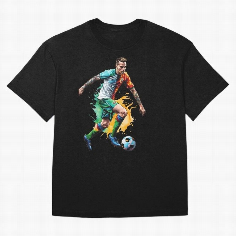Football Soccer Art Classic T-Shirt Live the Energy of FIFA World Cup 2026 Spirit, with Argentina and Brazil, Messi, CR7 and Mbappe, Sports Nostalgia, International Competition, Famous Players and Unforgettable Victories; Ideal for Fans Who Follow