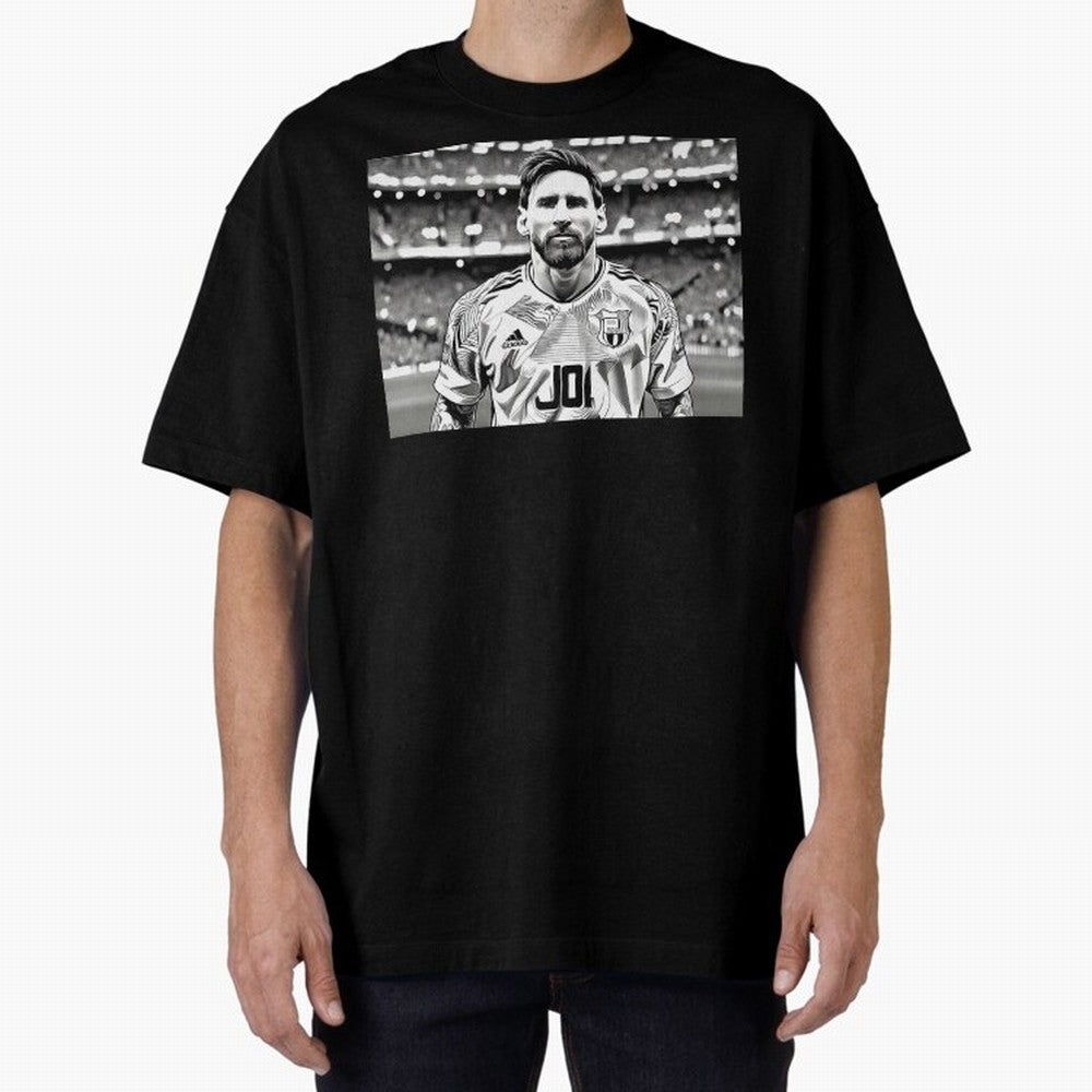 Messi Pop Art Portrait Oversized T-Shirt Celebrate Fan Favorites in Match Day Hype around FIFA World Cup 2026 Group Stage, Messi, Brazil, Portugal and Argentina, Supporter Pride, Iconic Celebrations, Legendary Names and Global Match Day Energy;