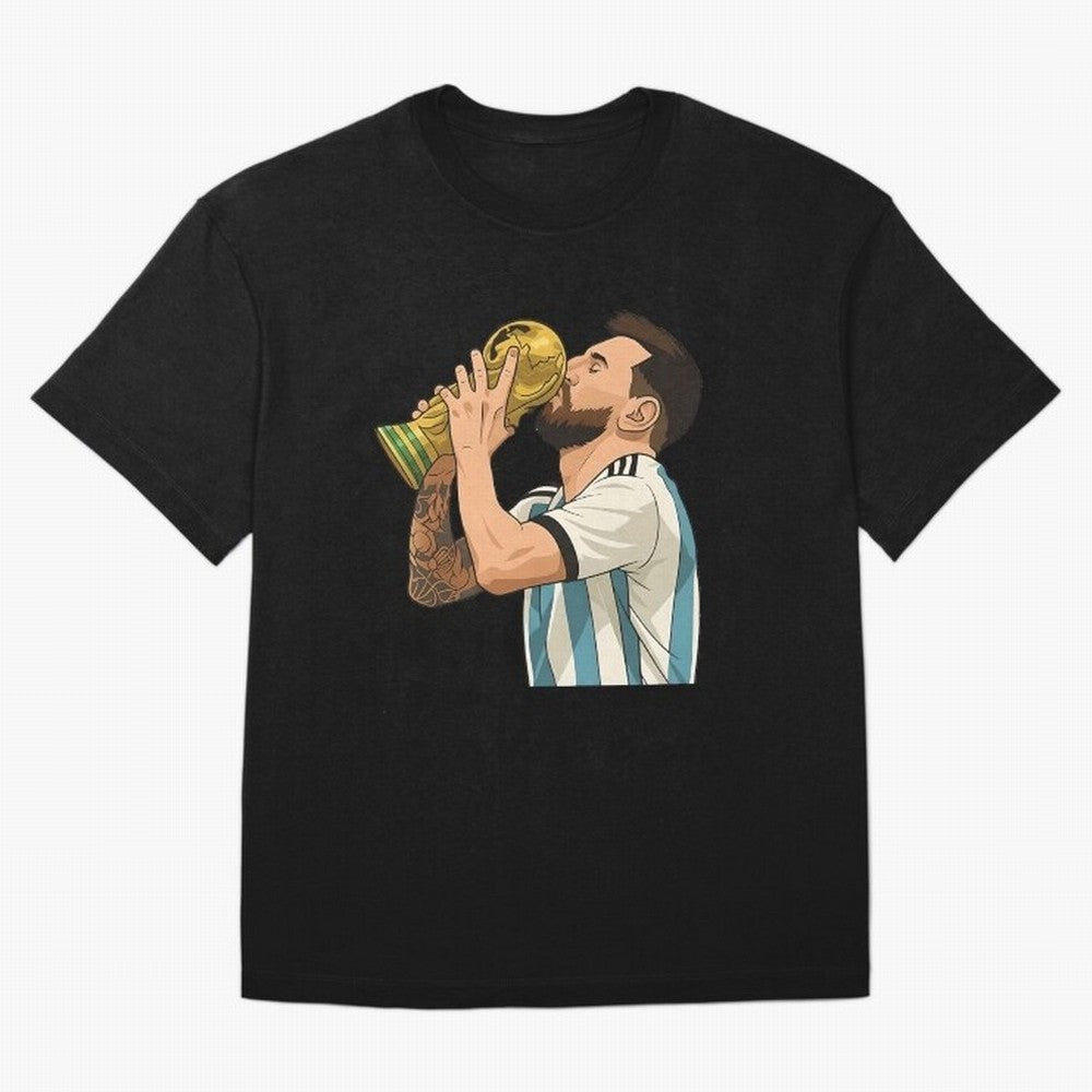 Messi Cup Oversized T-Shirt Live the Energy of FIFA World Cup 2026 for Fans of Messi, Neymar and Mbappe and Brazil, Portugal and Argentina, Bringing Vintage Soccer Flavor, Modern Football Stars, National Flags and Final Night Emotion; Perfect for