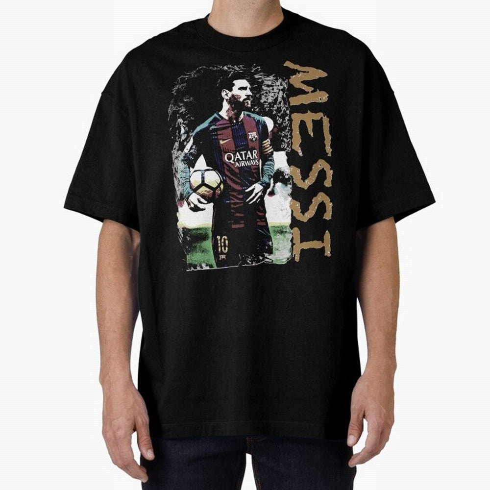 Messi Pop Art Portrait Oversized T-Shirt Carry National Pride through FIFA World Cup 2026 Group Stage Spirit, Capturing Argentina, Mbappe and Neymar, Retro Football Energy, Iconic Rivalries, Trophy Chase Drama and Stadium Atmosphere; Built for