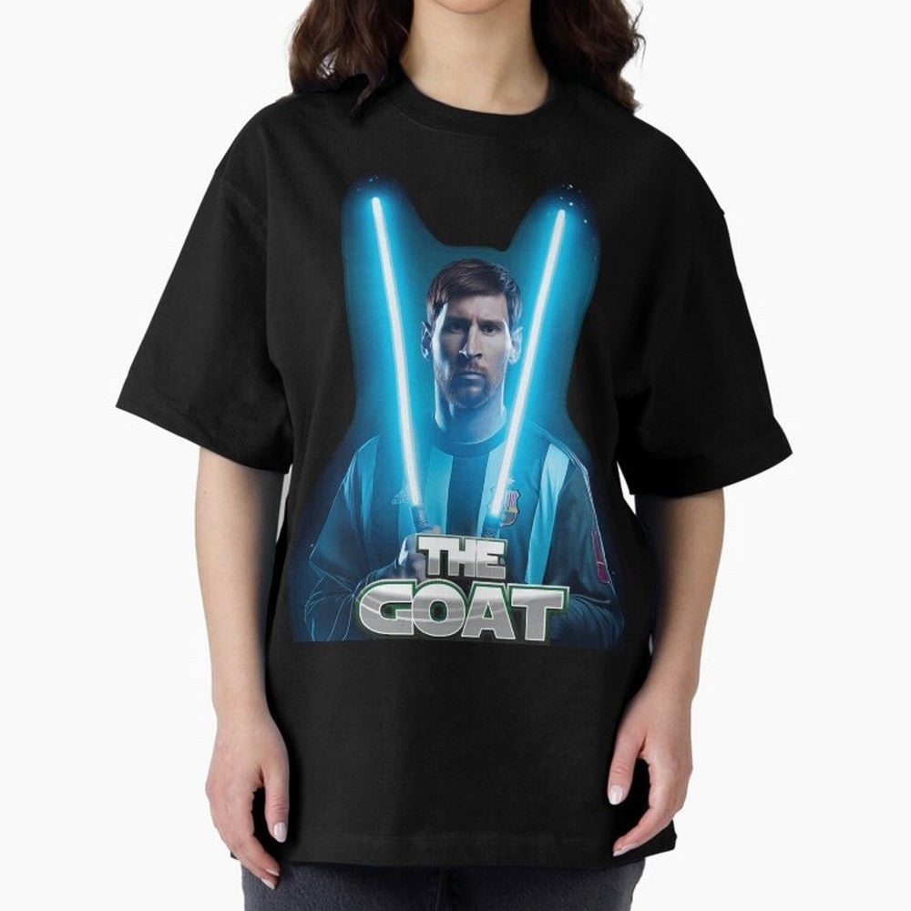 Messi Pop Art Portrait Oversized T-Shirt Back the Journey through FIFA World Cup 2026 Group Stage for Fans of Mbappe and Neymar and Germany, Bringing Football Passion, Legendary Performances, Festival Vibes and Supporter Community; Ideal for