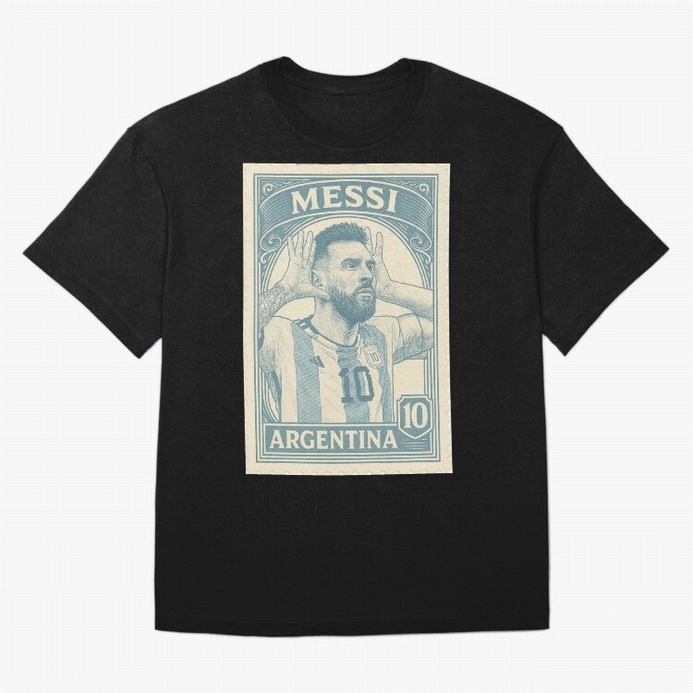 Lionel Messi Vintage Stamp Poster ¨C Argentina #10 Retro Football Art ¨C Barcelona Legend Illustration Classic T-Shirt Celebrate the Stars of the FIFA World Cup 2026 Group Stage Journey through Mbappe and Neymar Highlights, Argentina, France and