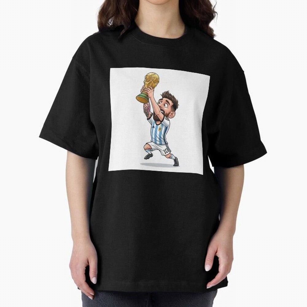 Lionel Messi Oversized T-Shirt Capture Stadium Memories from Match Day Hype around FIFA World Cup 2026 USA Canada Mexico, Neymar, Haaland and Cristiano Ronaldo, France and Portugal, Fan Favorite Moments, National Team Passion, Big Match Drama and
