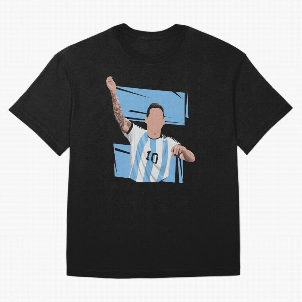 Messi Singing with Crowd World Cup 2022 Oversized T-Shirt Discover the FIFA World Cup 2026 Group Stage Journey through Messi Highlights, Argentina, France and Brazil Pride, Sports Nostalgia, International Competition, Famous Players and